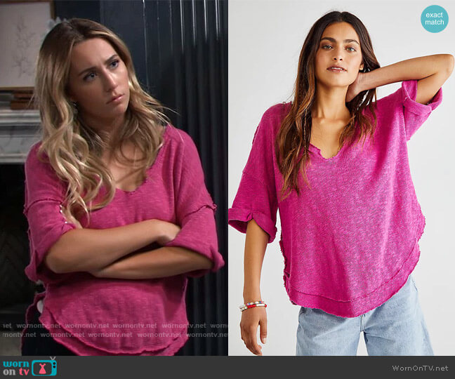 Free People Care FP North Star Tee worn by Josslyn Jacks (Eden McCoy) on General Hospital