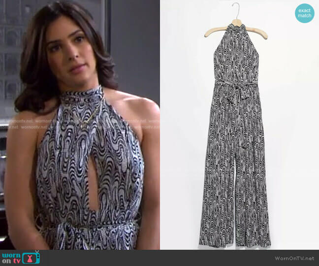 Free People Kissing Sunlight Printed One Piece worn by Gabi Hernandez (Camila Banus) on Days of our Lives