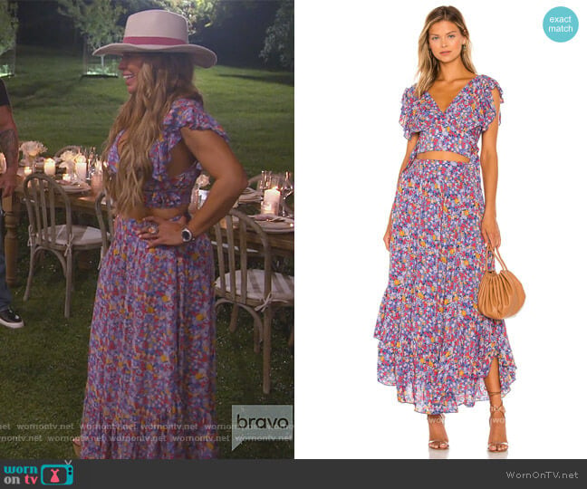 Free People Pretty Daze Floral Crop Top & Midi Skirt worn by Dolores Catania on The Real Housewives of New Jersey