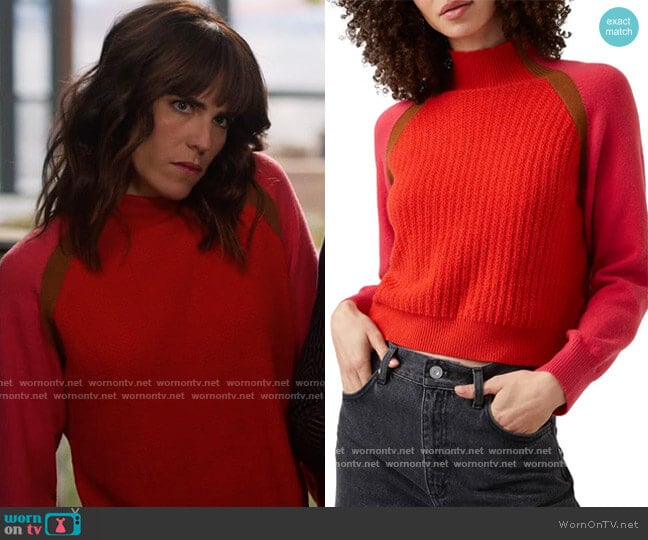 French Connection Milla Vhari Colorblock Mock Neck Sweater worn by Marina (Karla Souza) on Home Economics