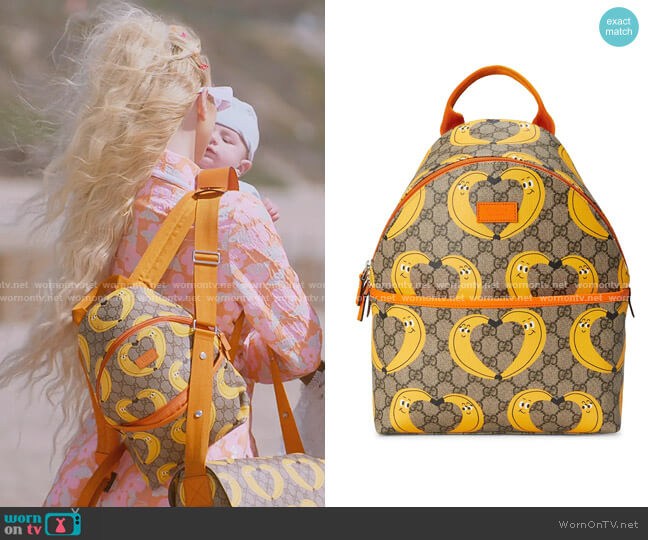 Gucci Nina Dzyvulska motif-print backpack worn by Christine Quinn on Selling Sunset