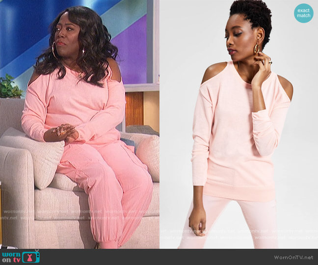INC International Concepts Cold-Shoulder Sweater worn by Sheryl Underwood on The Talk