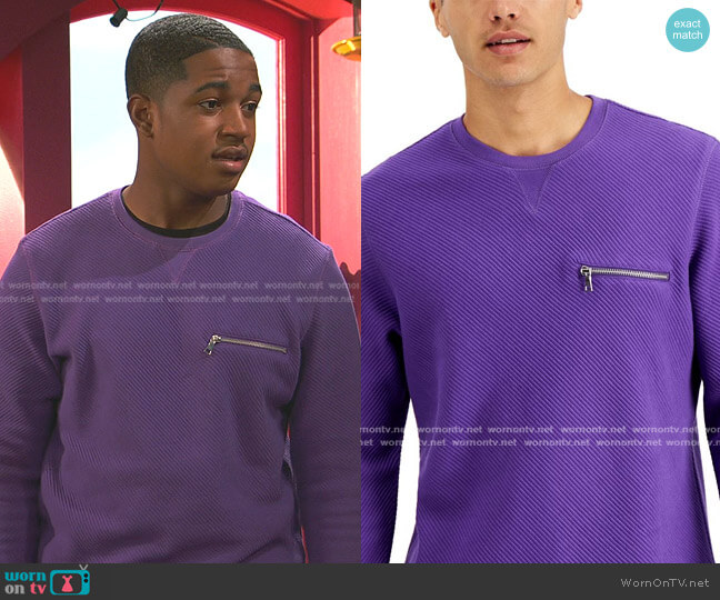 INC International Concepts Ottoman Ribbed T-Shirt worn by Booker Baxter (Issac Ryan Brown) on Ravens Home