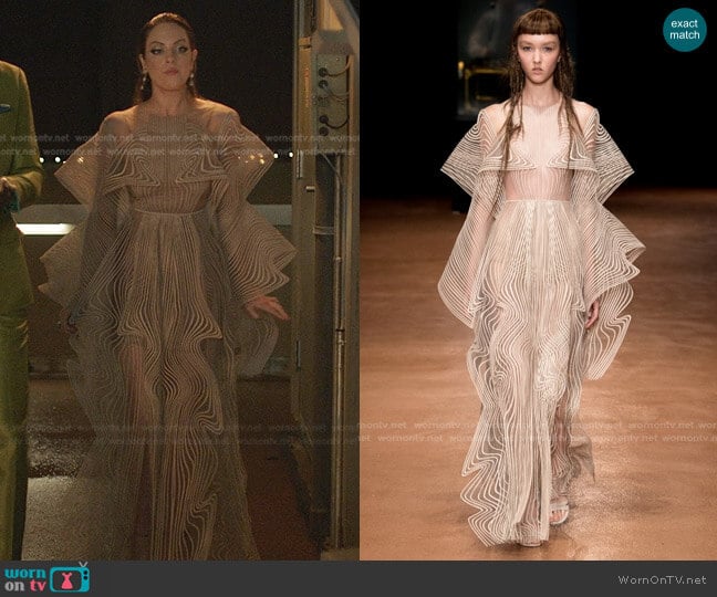 Iris van Herpen Fall 2017 Couture worn by Fallon Carrington (Elizabeth Gillies) on Dynasty