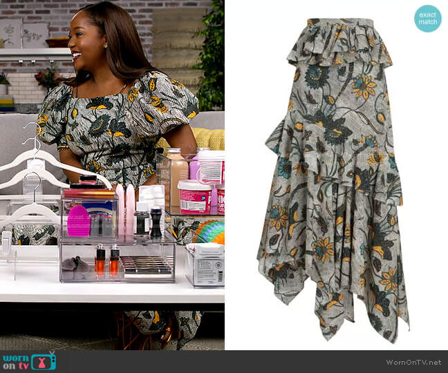 Ulla Johnson Ivette Cotton Midi Skirt worn by Makho Ndlovu on Today