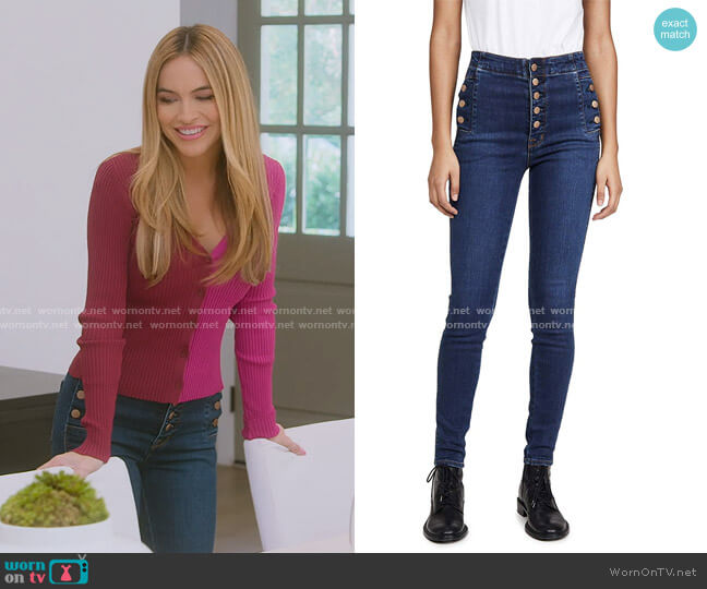 J Brand Natasha Sky High Cropped Skinny Jeans in Reality worn by Chrishell Stause on Selling Sunset