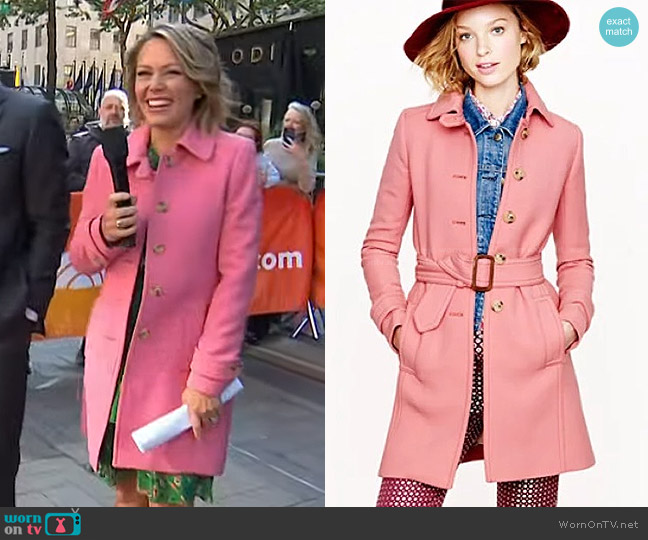 J. Crew Double Cloth Slim Italian Wool Trench Coat worn by Dylan Dreyer on Today