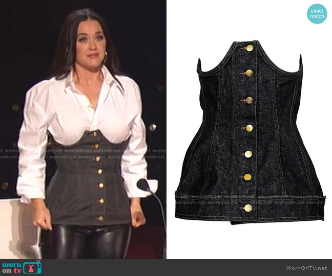 Jean Paul Gaultier Denim Boned Underbust Corset worn by Katy Perry on American Idol