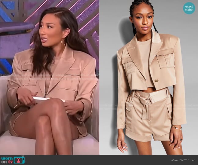 INC International Concepts Jeannie Mai X INC Cropped Utility Blazer worn by Jeannie Mai on The Real