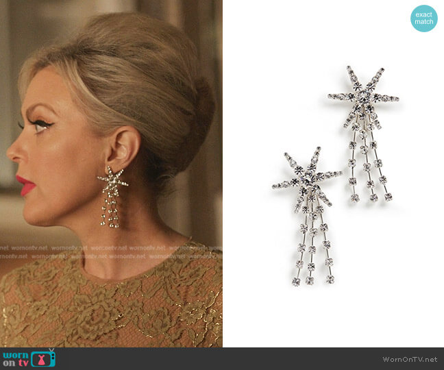 Jennifer Behr Comet Earrings worn by Alexis Carrington (Elaine Hendrix) on Dynasty