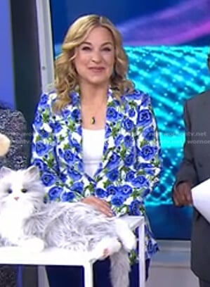 Jennifer Jolly’s white and blue floral blazer on Today