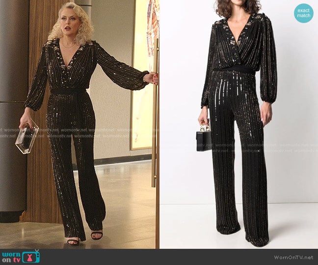 Jenny Packham Sequinned Cropped Blouse worn by Alexis Carrington (Elaine Hendrix) on Dynasty