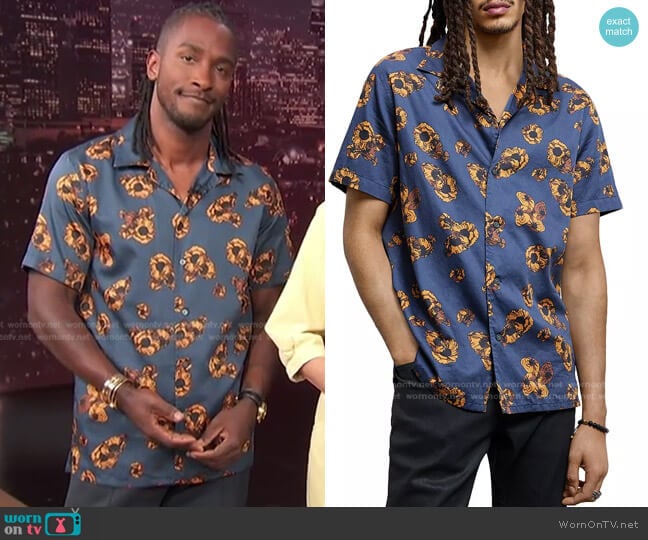 John Varvatos Danny Regular Fit Short Sleeve Shirt worn by Scott Evans on Access Hollywood