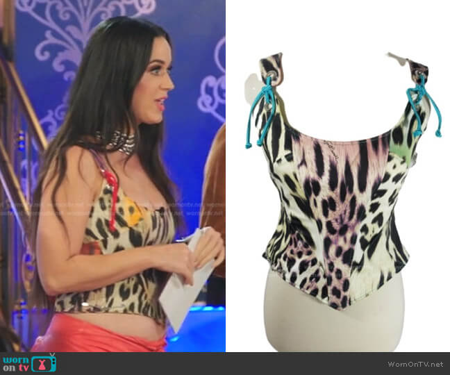 Just Cavalli Animal Print Corset Top worn by Katy Perry on American Idol