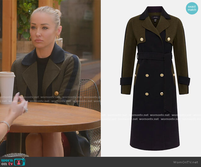 Karen Millen Colorblock Splitable Wool Coat worn by Mary Fitzgerald on Selling Sunset