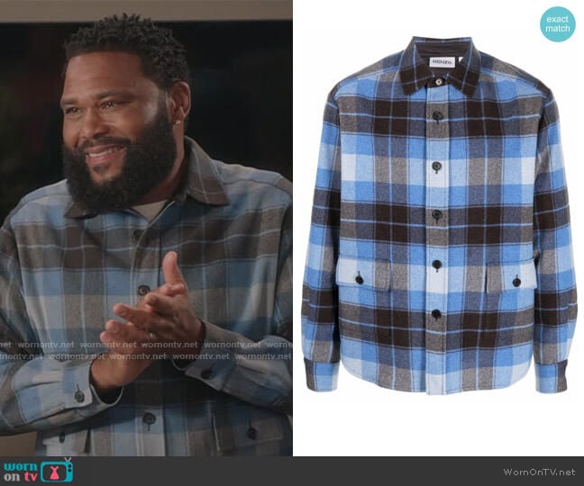 Kenzo Check Print Wool Blend Shirt worn by Andre Johnson (Anthony Anderson) on Black-ish
