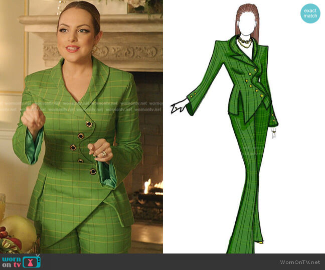 Gigi Goode / made by Kristi Geggie Blazer and Pants designed worn by Fallon Carrington (Elizabeth Gillies) on Dynasty