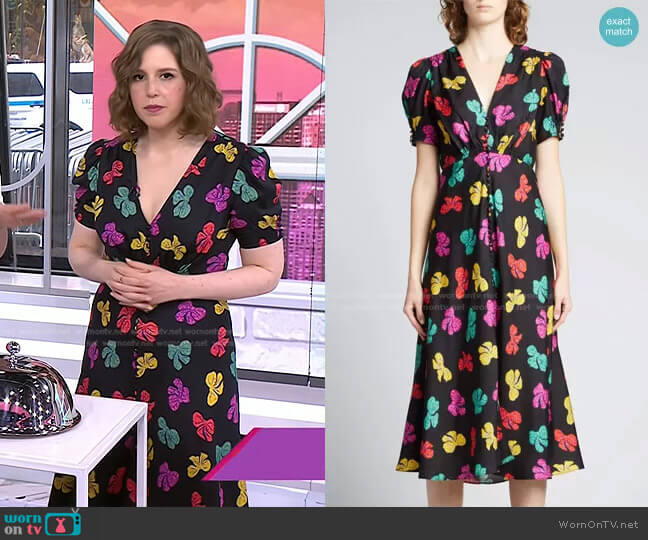 Saloni Lea Floral Button-Front Midi Dress
