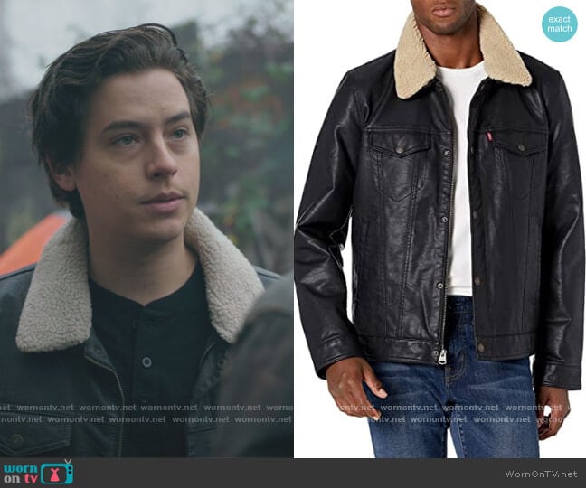 Levis Faux Leather Sherpa Lined Trucker Jacket worn by Jughead Jones (Cole Sprouse) on Riverdale