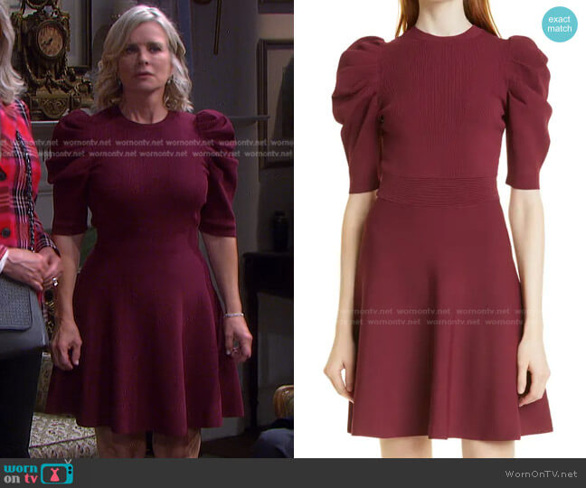 Ted Baker Lorna Puff Sleeve Skater Dress worn by Kayla Brady (Mary Beth Evans) on Days of our Lives