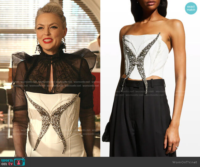Maticevski Engrave Beaded Bustier Corset worn by Alexis Carrington (Elaine Hendrix) on Dynasty