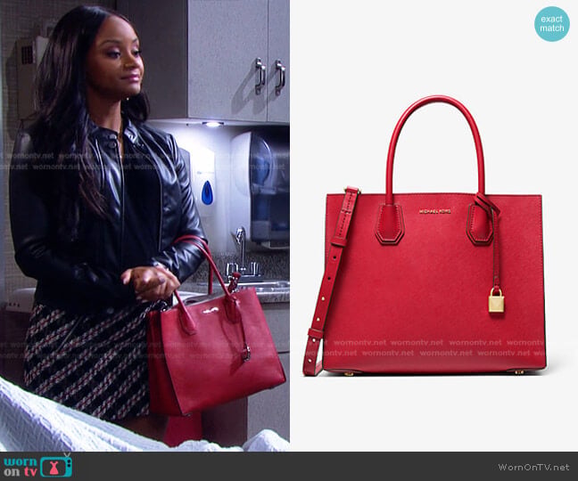 Michael Kors Mercer Bag worn by Chanel Dupree (Raven Bowens) on Days of our Lives