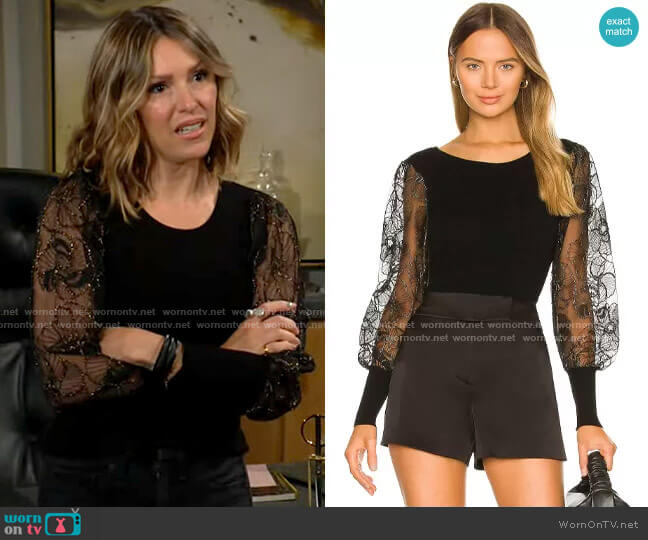 Milly Organza Blouson Sweater worn by Chloe Mitchell (Elizabeth Hendrickson) on The Young and the Restless