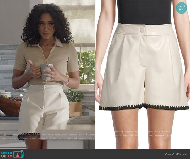 Milly Yohanna Faux Leather Crochet Shorts worn by Layla Keating (Greta Onieogou) on All American