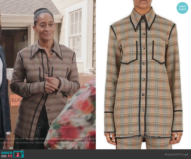 Nanushka Orah checked shirt worn by Rainbow Johnson (Tracee Ellis Ross) on Black-ish