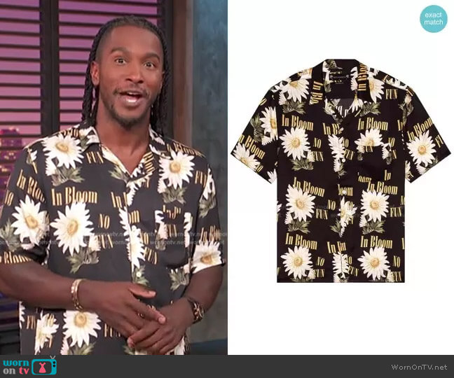 All Saints No Fun Shirt worn by Scott Evans on Access Hollywood