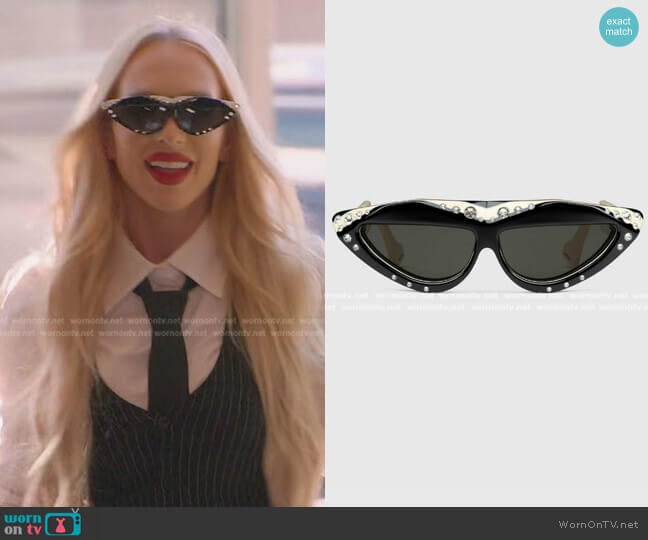 Gucci Oval Crystal Sunglasses worn by Christine Quinn on Selling Sunset