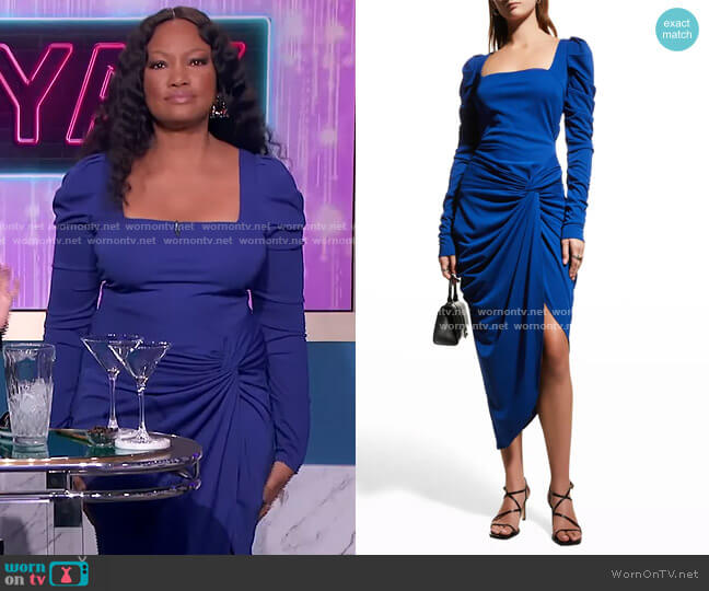 One33 Social Square-Neck Long-Sleeve Ruched Dress worn by Garcelle Beauvais on The Real