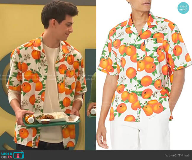 Original Penguin Short Sleeve Camp Collar Button Down Shirt worn by Neil (Felix Avitia) on Ravens Home