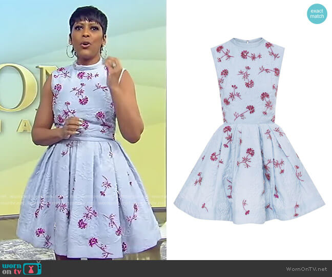 Oscar de la Renta Embellished Cloque Fit-&-Flare Dress worn by Tamron Hall on Tamron Hall Show