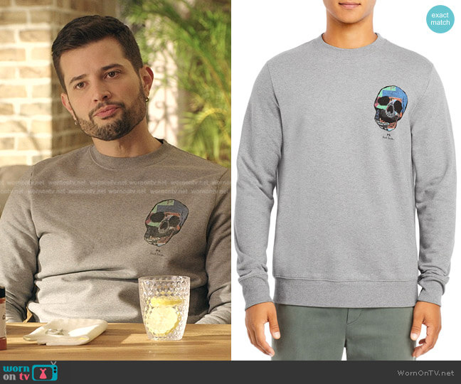 PS Paul Smith Skull Graphic Pullover Sweatshirt worn by Sam Flores (Rafael de la Fuente) on Dynasty