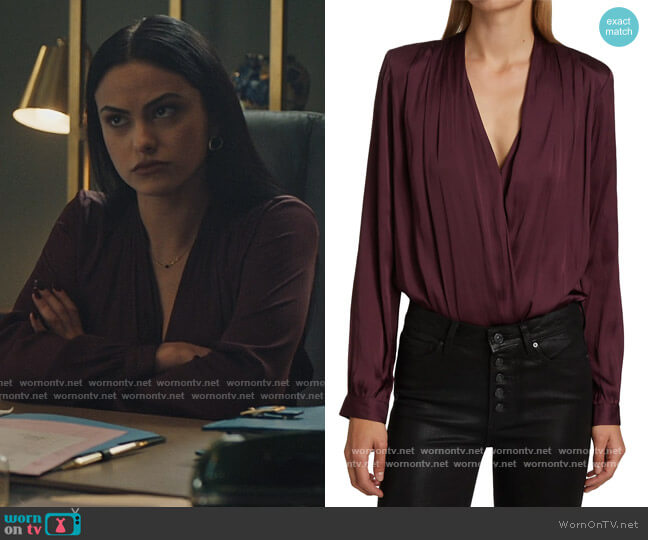 Paige Sevilla Draped Bodysuit worn by Veronica Lodge (Camila Mendes) on Riverdale
