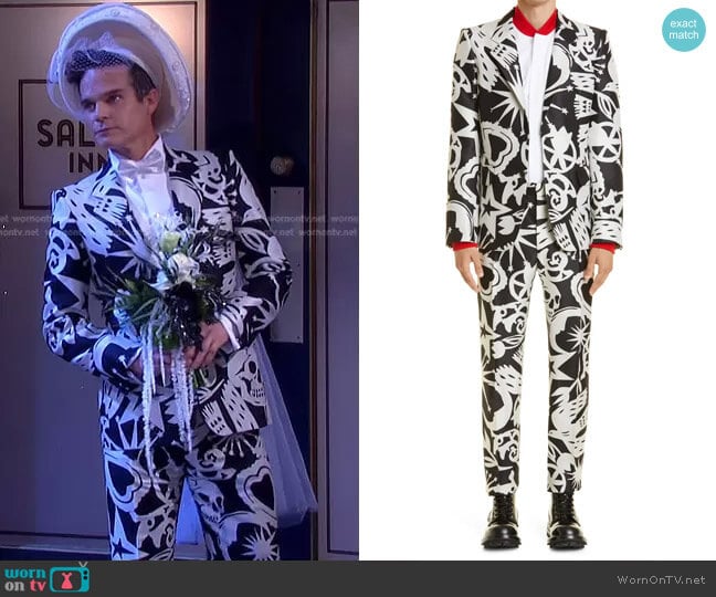 Alexander McQueen Papercut Print Wool & Silk Blazer worn by Leo Stark (Greg Rikaart) on Days of our Lives