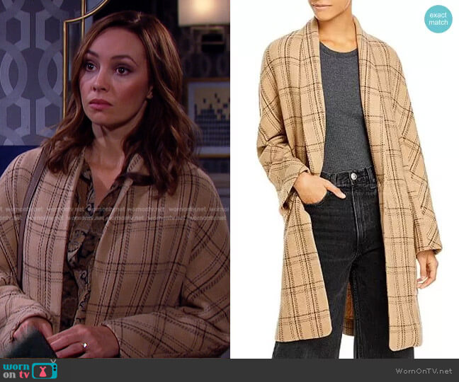 Vince Plaid Collarless Coat worn by Gwen Rizczech (Emily O'Brien) on Days of our Lives