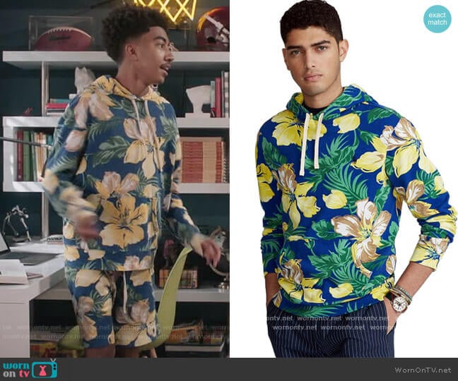 Ralph Lauren Floral Spa Terry Hoodie worn by Jack Johnson (Miles Brown) on Black-ish