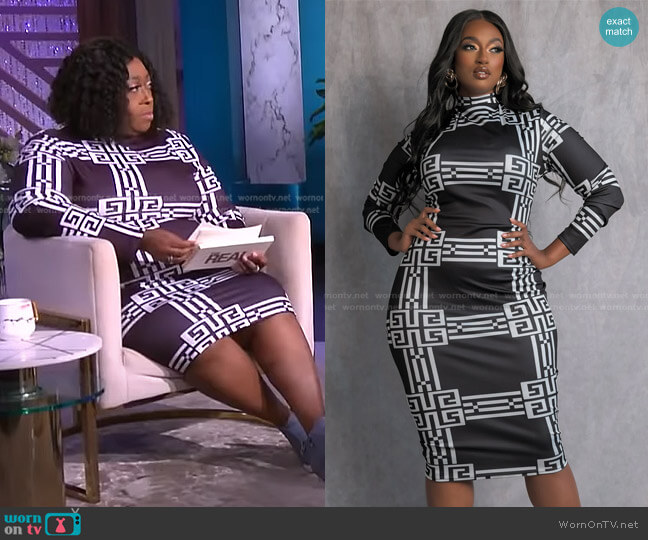 Redolls Raising the Bar Printed Long Sleeve Midi Dress worn by Loni Love on The Real