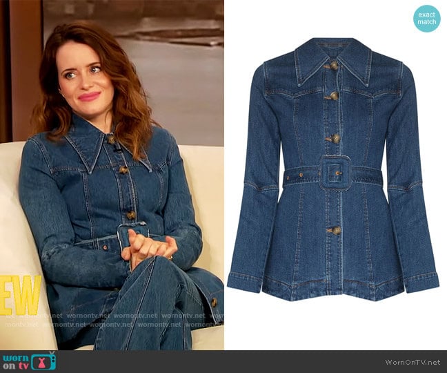 Rejina Pyo Maeve belted denim jacket