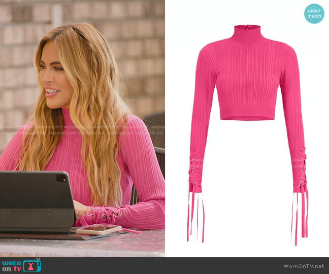 Herve Leger Rib Lace-Up Crop Top worn by Chrishell Stause on Selling Sunset