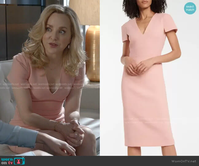 Roland Mouret Rubens Wool Crepe Midi Dress worn by Marissa Morgan (Geneva Carr) on Bull