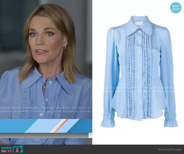 Victoria Beckham Ruffled Silk Blouse worn by Savannah Guthrie on Today