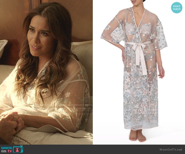 Rya Collection Iris Sheer Floral Embroidered Robe worn by Cristal Jennings (Daniella Alonso) on Dynasty