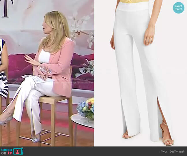 Jonathan Simkhai Satin-Combo Front-Slit Pants worn by Jill Martin on Today