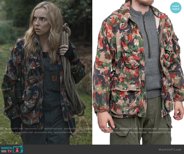 Varusteleka Swiss Super Field Jacket in Alpenflage worn by Villanelle (Jodie Comer) on Killing Eve