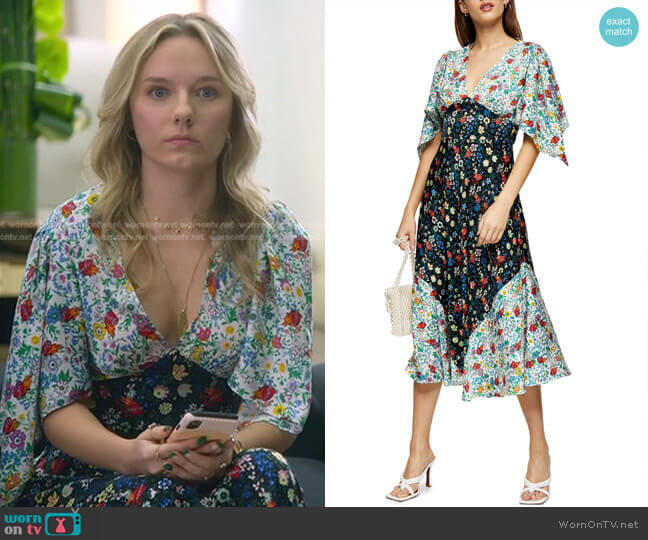 Topshop Idol Mixed Print Midi Dress