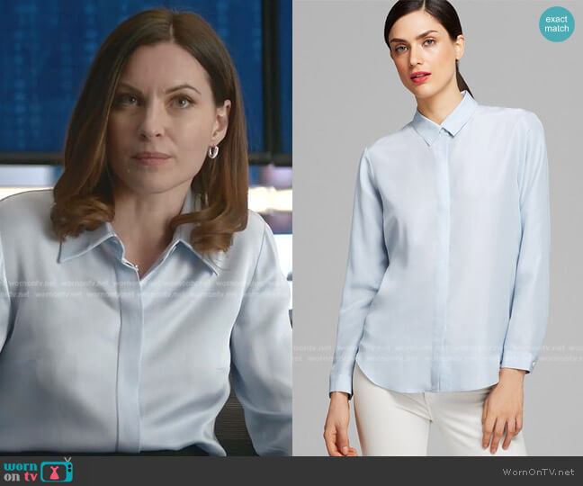 Theory Silk Button Down Blouse