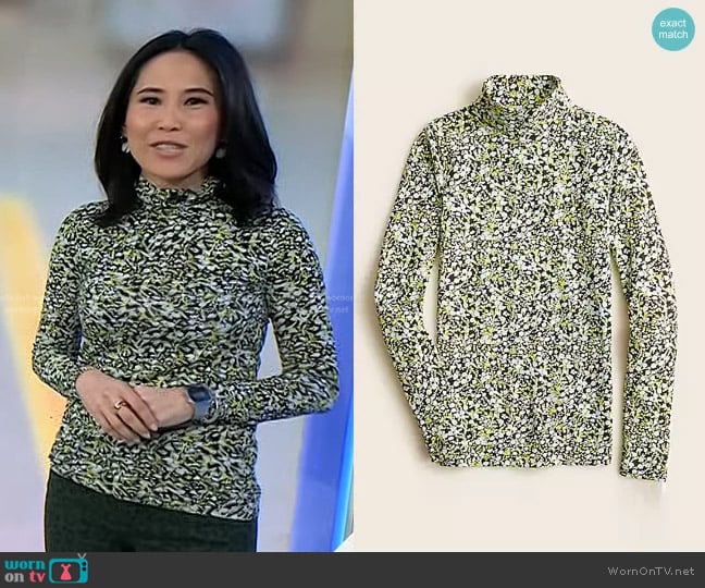 J. Crew Tissue Turtleneck in Fall Garden Floral worn by Vicky Nguyen on Today